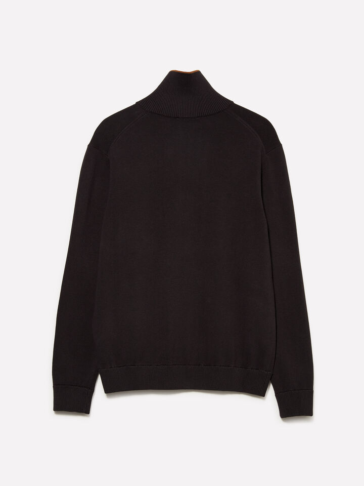 Dark gray sweater with zipper - men's high neck sweaters - Black | Sisley image number 2